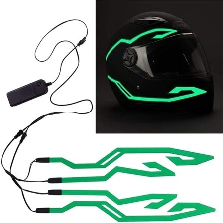 Motorsykkelhjelm lysstripe, oppladbart motorsykkelhjelm lysdekorasjonssett Le for nattkjøring for de fleste hjelmer med LED-signaletikett (grønn)