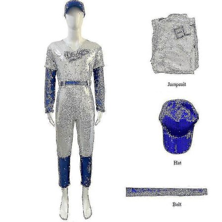 Aikuisten Cosplay-haalarit Rocketman Elton John -asu Baseball-uniformu Hyppyasu Hattu Vyö Halloween Karnevaali Hieno Puolue-c