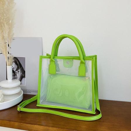 Mote PVC Jelly Bag Kvinner Liten Transparent Håndveske Sommer Klar Skuldervesker (FMY)
