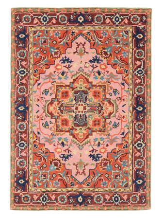 Tapis De Laine Saba Rose/Rouge Petit Oeko-Tex