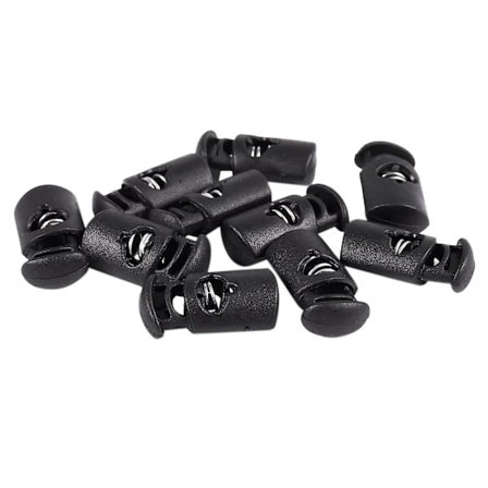 Diameter 8 mm hål, dragskostopp snören tryckknapp, svart, 10 st