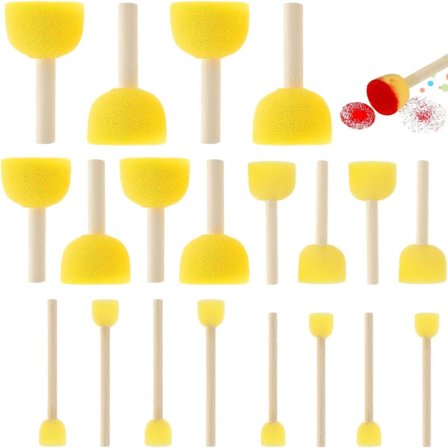 20 stk. - Svamppensler - Pensler - Malepensler - Runde svamppensler for barn