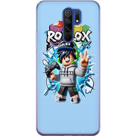 Kompatibelt Mobilskal till Xiaomi Xiaomi Redmi 9 Färgstark Roblox-karaktär med handkontroll och energifylld splash art design, perfekt för barnrum
