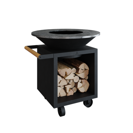 OFYR Classic Storage Black 100 PRO Grillbord handtag av teakträ Svartlackerat stål, Matlagning & grillar