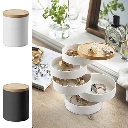 5 Lags Plast Roterbar smykkeskrin Øreringe Ring Container