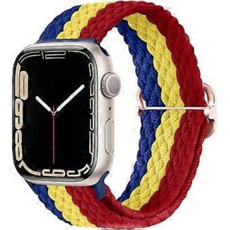 Stretchy Solo Loop Strap Kompatibel med Apple Watch Band 45mm 44mm 42mm, Justerbar Elastisk Nylonflettet Sport Armbånd for iWatch Serie 7 6 5 4