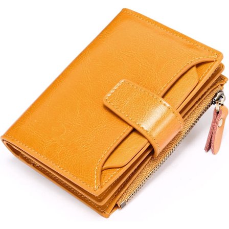 Dame lommebok i ekte skinn, slank myntpung, mynter, dame, glidelås