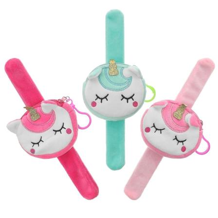 3 stk. Enhjørning Snap Armbånd Slap Armbånd Snap Bånd Pige Armbånd Håndledsremme Enhjørning Pung Fyldte Dyr [HK] 23X9CM