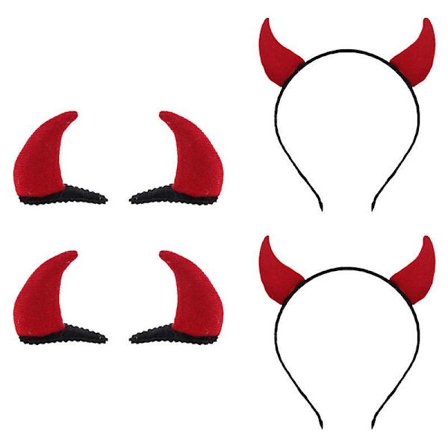 6pcs Halloween Devil Horn Hair Accessories Headbands And Hair Clips Set
