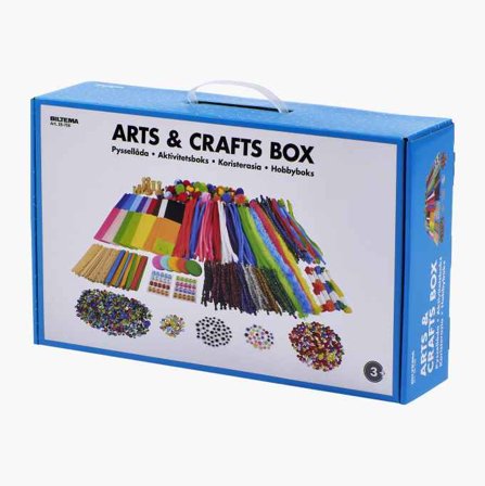 Biltema - Stor Aktivitetsboks med Over 800 Deler - Inkluderer piperensere, dusker, paljetter og perler til trådsneller, pinner, filt og øyne