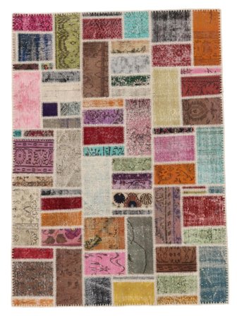 Patchwork Rug 145X200 Dark Red/Brown Wool, Turkey