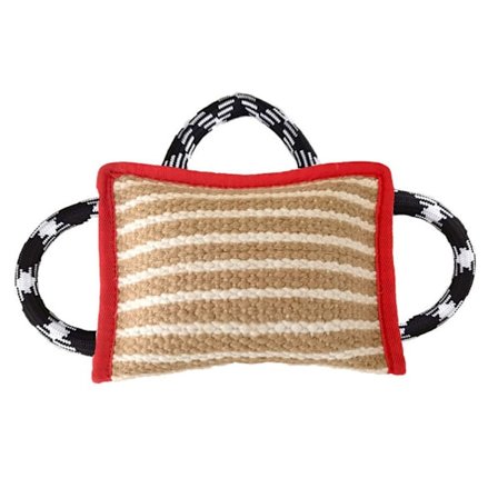 Træningspude i hør med 3 slidstærke håndtag, slidstærkt tovtrækningslegetøj til mellemstore til store hunde, interaktivt spil, fantastisk til 