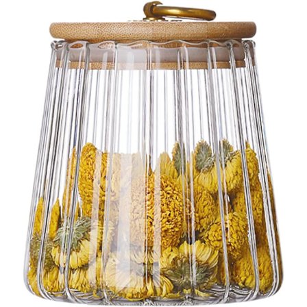 Glasbeholdere til kaffe, nødder, lufttæt beholder, dekorativ krukke med bambuslåg (22oz)