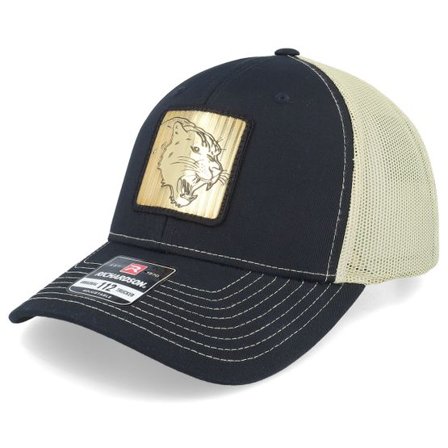 Iconic - Svart trucker Keps - Panther Gold Patch Black/Vegas Gold Trucker @ Hatstore