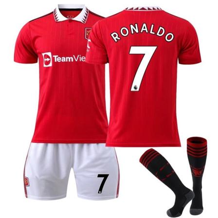 22-23 Red Devils hjemmedrakt nr. 7 Ronaldo, nr. 25 Sancho, nr. 10 Rashford, nr. 1 De Gea fotballdrakt Martial Printed No. 7 star + socks L