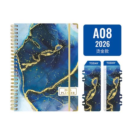 Engelskt anteckningsblock A5 metallspiral anteckningsbok veckoplan 2026 A08