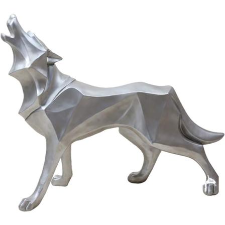 Ulveskulptur Ornament Skulptur Geometrisk Dyr Resin Ulv St