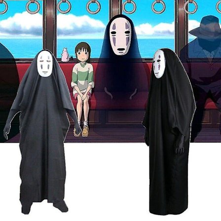 Spirited Away No Face Kaonashi Kostume Fancy Up Outfit Kappe Maske Handsker Sæt