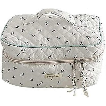 Sminkväska i Bomull Stor Rese-Kosmetikaväska Quiltad Coquette Sminkväska Estetisk Blommig Toalettväska