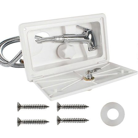 RV-suihkulaatikko lukolla – Sisältää suihkuhanat, suihkuletkun ja suihkuvarren veneeseen, merenkulkuun, asuntovaunuun