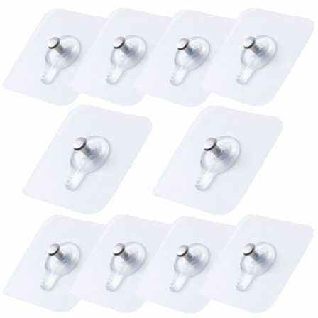 Pakke med 10 selvklæbende billedkroge, transparente billedklistermærkekroge, billedophæng uden boring, selvklæbende billedophæng