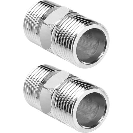 2 kpl suihkuletkun liitin, ruostumattomasta teräksestä valmistettu kuusiokulmainen liitin, suihkuletkun jatkoliitin