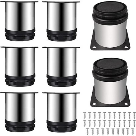 Sett med 8 justerbare møbelben i rustfritt stål, diameter 50 mm