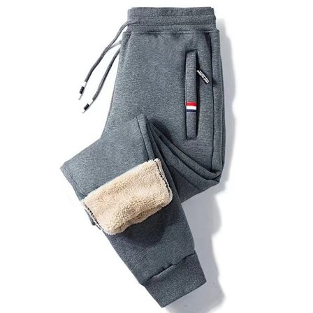 Miesten housut talvi lämpimät fleecehousut lampaanvillaa paksut rennot lämpöhousut miesten collegehousut, L tummanharmaa