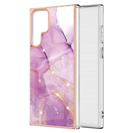 Marble Samsung Galaxy S22 Ultra Etui - Lyserød Marmor Haze