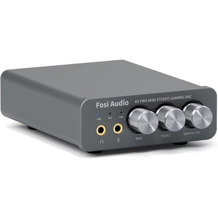 Fosi Audio K5PRO Gaming mini DAC-forstærker til PS5/PC/MAC, USB-C/Optisk/Koaksial til 3,5 mm/RCA