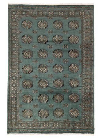 Noué À La Main Pakistan Boukhara 3Ply Tapis 205X306 De Laine Noir/Vert Foncé