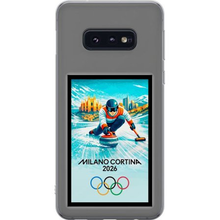 Yhteensopiva Puhelinkuori Samsung Galaxy S10e Jääkiekkoilukuva, jossa pelaajat liikkuvat jäällä, Milano Cortina 2026, Milanin maamerkit ja olympialais