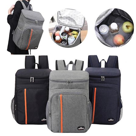 Lämpöeristetty olkalaukku piknikille, kylmä ja lämmin, vuotamaton lounaskylmälaukku reppu harmaa