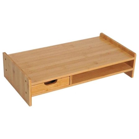 Rootz Monitor Stand - Skærm Stand - Skrivebord Organizer - Skuffer - Kontor - Stue - Naturlig - L49 x B25,5 x H11,5 cm