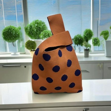 Stickad handväska med geometriska mönster, tygväska, presentpåse, damhandväska, hundra clutch handväska