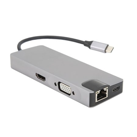 8 i 1 Typ C till VGA HD Multimedia Interface Hub Adapter PD Snabbladdning USB3.0 Hub