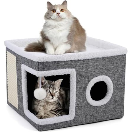 Allsidig dobbeltlags katteseng, myk og sammenleggbar_qq