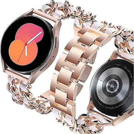 Kompatibel med Samsung Galaxy Watch 4-rem 40mm 44mm, 20mm rem för Galaxy Watch Active 2-rem 40mm 44mm, för Garmin Vivoactive 3-rem, roséguld
