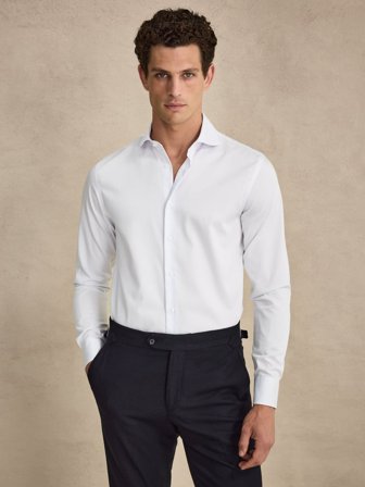 John Henric Men's Weiß Cutaway Hemd Slim Fit Size 45