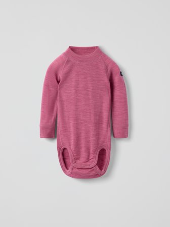 Polarn O. Pyret - Long-sleeve babygrow merino wool - 50|56 - Childrenswear - pink