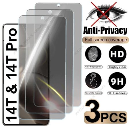 3-pack Sekretess Anti-Spy Härdat Glas för Xiaomi Mi 14T 13T 12T 11T Pro 12 11 Lite Skärmskydd Full Täckning Skyddsglas