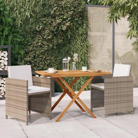 Vidaxl Matgrupp För Trädgården Med Dynor 3 Delar Beige Beige