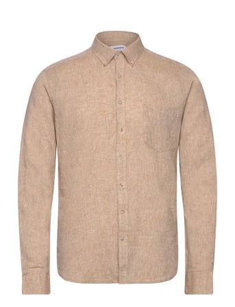 Lindbergh Cotton/Linen Shirt L/S - Brown - M