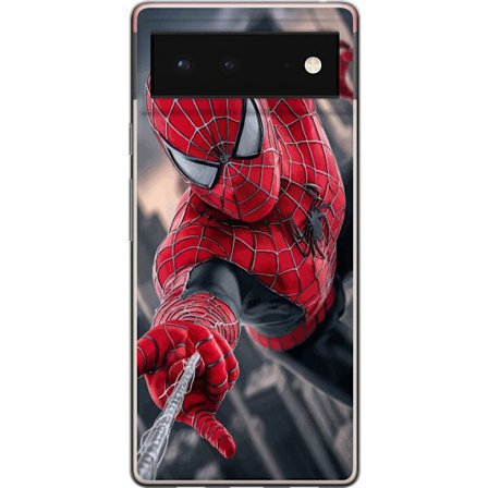 Kompatibelt Mobilskal till Google Google Pixel 6 Dynamisk Spider-Man-illustration i actionperspektiv, superhjältetema med rörelseekonomi och känsla