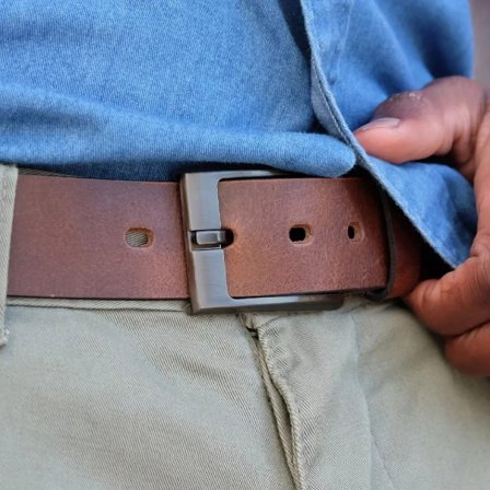 Textured Brown Leather Belt for Men - Leather Belts