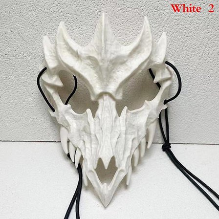 Anime Dragegud Skelet Halv Ansigt Skelet Maske Unisex Halloween Festrekvisitter Hvid