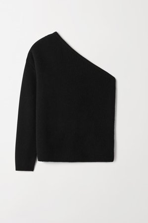 Soft Goat - One shoulder top - Kaschmirpullover für Damen - M - Black