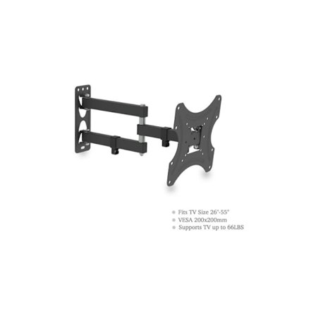 26-55 tommers TV-veggfeste, TV-veggfeste holder opptil 30 kg, justerbar, vipper (+5°, -12°) og forlenger, Vesa-feste for flat/buet TV KLB