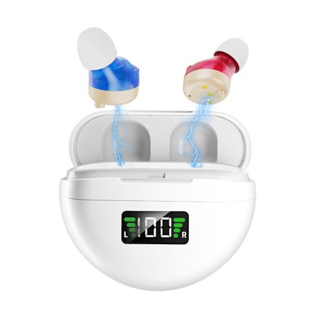 Hörselapparater för äldre med brusreducering och magnetiskt laddningsfodral