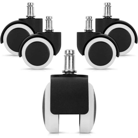 5 kpl Pyörät koville lattioille 11/50mm - myös pehmeille lattioille - Kumipinnoitetut - Toimistotuolin pyörät 360° Vaihtopyörät - Vaihtopyörät 